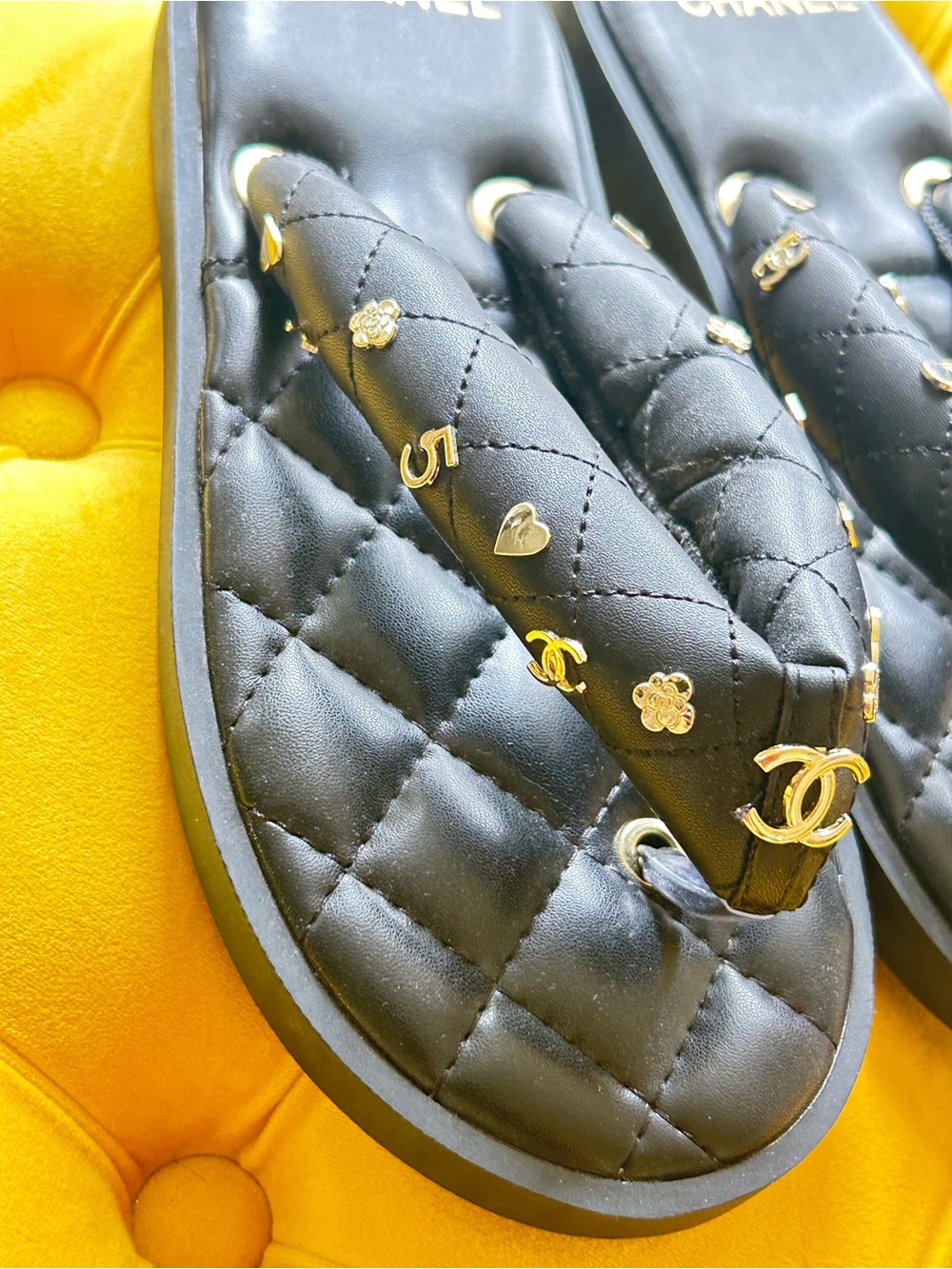 SOLD.  SOLD.  SOLD. 
Chanel Leather Flip Flops - Picture 5 of 9